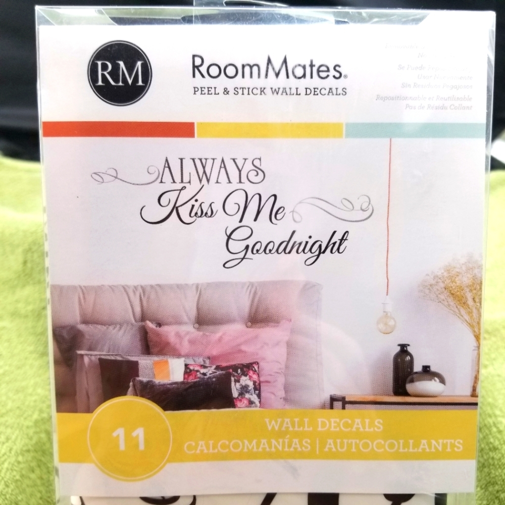 Roommates New Peel & Stick Wall Decals Always Kiss Me Goodnight Removable